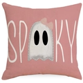 Pink Halloween linen pillow cover with a cute ghost and SPOOKY text print for sofa decor - SPOOKY Ghost (ALD8-3) / Single-Sided Linen