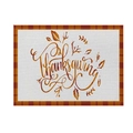 Thanksgiving placemat with autumn leaves and red plaid border on a white background - CD28-18