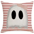 Pink and white striped Halloween ghost pillow with bow for cute home decor - Pink White Stripe Ghost (ALD8-4) / Single-Sided Linen