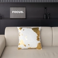 Federa per cuscino bianca e oro con stampa geometrica astratta su divano in pelle - Bianco Oro Bronzatura Astratto Spruzzo (TZY4-1)