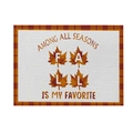 Fall themed placemat with plaid maple leaves and seasonal quote on cream fabric - CD28-22