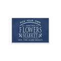 Waterproof cotton linen placemat with vintage blue flower market print for table decor - Cotton Linen / Dark Blue Vintage Flowers Market (CD35-7)