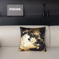 Fodera per cuscino quadrata nera di lusso con motivo astratto dorato in velluto - Nero Oro Bronzatura Astratto Spruzzo (TZY4-3)
