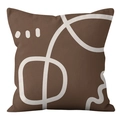 Fodera per cuscino marrone moderna con linee e motivi geometrici astratti bianchi - Punti Astratti (CRS60-4) / 45x45cm