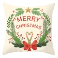 Christmas wreath peach skin pillowcase with candy canes and red Merry Christmas text - Heart Candy Cane Wreath Style (DRD420-14)