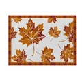 Fall placemat with orange maple leaf prints and classic plaid borders for dining table decoration - CD28-24