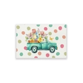 Waterproof cotton linen placemat featuring a vintage truck with spring floral pattern - Cotton Linen / Floral Pickup Truck Polka Dot (CD35-9)