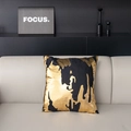 Housse de coussin carrée moderne avec motif géométrique abstrait noir et or sur canapé - Noir Or Bronzage Moderne Abstrait (TZY4-7)
