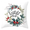 Christmas peach skin pillowcase with watercolor holiday wreath and Wonderful Time text - Wonderful Time Wreath Style (DRD420-17)