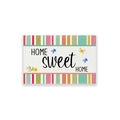 Waterproof linen place mat featuring colorful stripes and HOME sweet HOME lettering - Cotton Linen / Home Sweet Home Colorful Stripes (CD35-12)