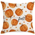 Fall pumpkin decorative linen throw pillow cover with watercolor pumpkins and fall text - Pumpkin Pattern Style (ALD7-2)