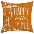 Orange linen Thanksgiving pillow cover with Happy Fall Y'All pumpkin print for sofa - Happy Fall Y'all Style (ALD6-3)
