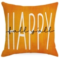 Funda de cojín de lino naranja otoñal con estampado HAPPY fall y'all decorativa - 45x45cm (Sin Relleno) / Eslogan de Feliz Otoño Naranja (ALD4-3)