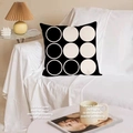 Modern Nordic style black throw pillow with cream white geometric circular dot patterns - 45x45cm Double-sided Short Plush (Without Core) / Black White Dot Matrix (TQS1-7)