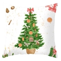 Peach skin fabric Christmas pillowcase with watercolor tree and gingerbread house print - Richly Decorated Christmas Tree Style (DRD420-25)