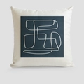 Moderner Kissenbezug mit blauem geometrischem Muster und Baumwoll-Leinen-Struktur - 45x45cm Baumwolle Leinen (Nur Bezug) / Blauer Mittelblock Stil (TQS01-3)