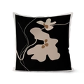 Detail of square pillowcase featuring black base with beige and brown abstract art pattern - Modern Art Floral Style (TQS7-9)