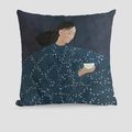 Europäischer Kissenbezug mit abstraktem orientalischem Frauenporträt für Wohnkultur - 45x45cm Baumwolle Leinen (Nur Bezug) / Figur Mit Schale Stil (TQS01-1)