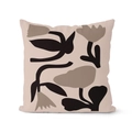 Vintage abstract floral throw pillow cover in pink and taupe velvet for living room sofas - Abstract Geometric Floral Style (TQS7-8)