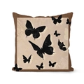 Retro abstract butterfly pillow cover with oil painting texture and brown border decor - Butterfly Silhouette Style (TQS7-7)