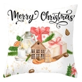 Christmas peach skin square pillowcase with Merry Christmas typography and festive icons - Vintage Gift And House Style (DRD420-28)