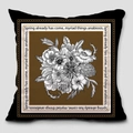 Detail van vintage bloemenprint met Engels gedicht op een zwarte decoratieve kussensloop - 45*45cm Kort Pluche Dubbelzijdig (Zonder Kussenkern) / Zwarte Achtergrond Klassiek Bloemenontwerp (TQS5-3)