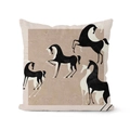 Funda de cojín moderna con estampado abstracto de caballos y diseño retro americano elegante - Estilo Ilustración Caballo Único (TQS7-4)