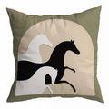 Detail von olivgrünem Kissenbezug mit Pferdesilhouette und Bogenmuster im Vintage-Stil - 45*45cm Doppelseitig Kurzer Plüsch / Pferdesilhouette (TQS3-4)
