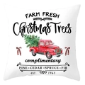 White Christmas pillowcase featuring a vintage red truck and festive farm fresh tree print - Farm Fresh Red Pickup Style (DRD420-31)