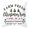 Farm Fresh Christmas tree pillow cover in white peach skin fabric with festive red print - Christmas Trees Farmhouse Style (DRD420-32)
