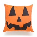 Funda de cojín de calabaza naranja clásica con cara de Jack-o'-lantern para Halloween - 45*45cm Lino de una sola cara / Sonrisa de Calabaza Naranja (TQD9-3)