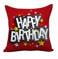 Κόκκινη μαξιλαροθήκη Happy Birthday με αστέρια για εορταστική διακόσμηση καναπέ - 45*45cm Κοντό Πέλος Μονόπλευρο (δεν Περιλαμβάνεται Ένθετο Μαξιλαριού) / Tqtd--3