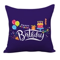 Μωβ μαξιλαροθήκη Happy Birthday με πολύχρωμα μπαλόνια, τούρτα και σχέδιο δώρου - Σχέδιο Τούρτα Μοβ (TQTD--2)