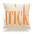Halloween decorative linen pillow cover with orange Trick lettering and natural texture - Off-White Trick (TQD9-6)