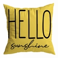 Square yellow peach skin pillowcase with black Hello Sunshine floral print design - Drd481-10 / 45*45cm (No Insert)