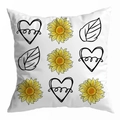 Peach skin pillowcase featuring bright yellow sunflowers and heart patterns on white fabric - Sunflower Hearts Style (DRD481-11)