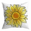 Square peach skin pillowcase featuring large artistic sunflower print on white background - Single Sunflower Style (DRD481-12)