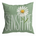 Sage green peach skin cushion cover featuring white daisy print and Sunshine text - Drd481-17 / 45*45cm (No Insert)