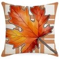 Thanksgiving Kissenbezug mit Aquarell Ahornblatt und braunem Karomuster für Sofa - Einzelnes Ahornblatt Stil (TQSD2-3) / 45*45cm Einseitiges Leinen