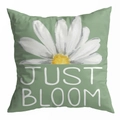 Sage green peach skin pillow cover with white daisy print and Just Bloom slogan - Sage Daisy Bloom Style (DRD481-18)