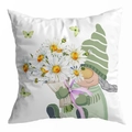 Peach skin pillowcase featuring a cute gnome girl with daisies in fresh spring style - Gnome Girl Style (DRD481-19)