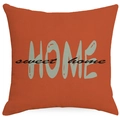 Funda de cojín cuadrada terracota con estampado HOME sweet home en tejido de lino - Estilo Letras HOME (TQSD3-2)