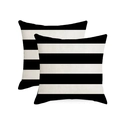 Zweiteiliges Set wasserdichte Leinen-Kissenbezüge mit schwarz-weißen Streifen - Doppelpack Kissenbezüge / Schwarz-weiße Horizontale Streifen