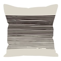 Modern Nordic square cushion cover in cream with textured black geometric stripes - Hand-drawn Black and White Stripes (XMD01--6)