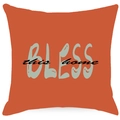 Funda de cojín de lino para Acción de Gracias con 'BLESS this home' en fondo naranja - Estilo Letras BLESS (TQSD3-3)