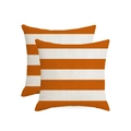 2er-Set orange-weiß gestreifte wasserdichte Leinen-Kissenbezüge für Outdoor-Sofas - Doppelpack Kissenbezüge / Orange Weiß Horizontal Gestreift