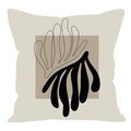 Brown geometric abstract pattern cushion cover on off-white fabric for living room - Coral Shape Abstract Art (XMD01--9)