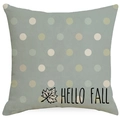 Detail of linen pillowcase with multi-color dots and black Hello Fall text print - Grey Green Polka Dot Maple Leaf Style (TQSD4-10) / 45*45cm (Pillow Not Included)