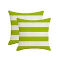 2-pack grass green and white striped waterproof linen decorative outdoor pillow covers - Double Pack Pillowcases / Green White Horizontal Stripe