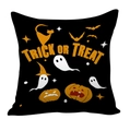Black Halloween pillow cover featuring Trick or Treat text with pumpkins and ghosts - Halloween Pumpkin Ghost Style (TQWD-1) / Black